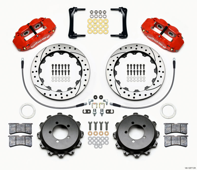 Wilwood Narrow Superlite 4R Rear Kit 12.88in Drilled Red 2008-2012 Subaru WRX w/Lines Wilwood