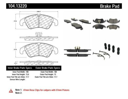 POSIQUIET 08-09 AUDI A4/A4 QUATTRO/A5/S5 SEMI-METALLIC FRONT BRAKE PADS, 104.13220 - eliteracefab.com