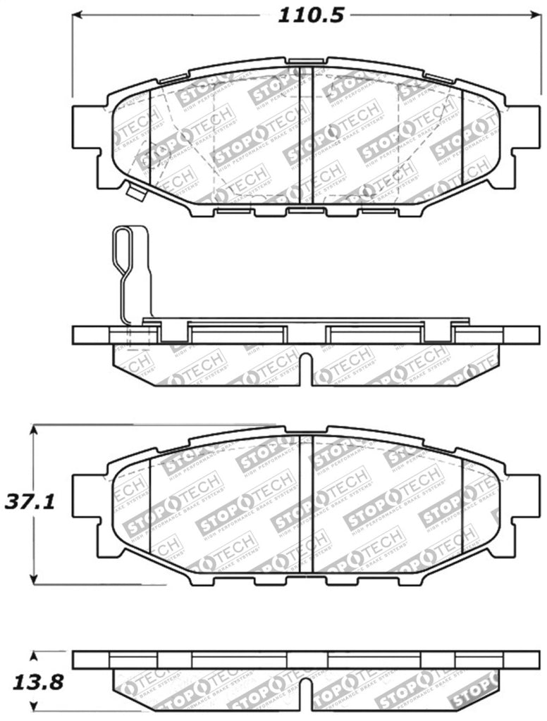 STOPTECH PERFORMANCE 08-10 WRX REAR BRAKE PADS, 309.11140 - eliteracefab.com