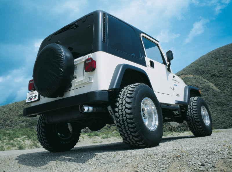 Borla 97-99 Jeep Wrangler 2.5/4.0L w/o Hitch Cat-Back 2.25in Single Sqr Angle Cut Phntm Rear - eliteracefab.com