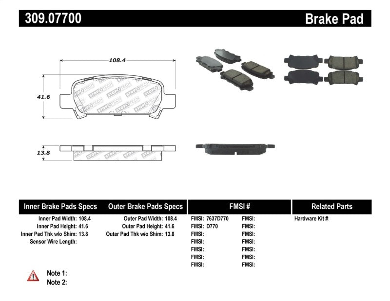 STOPTECH PERFORMANCE 02-03 WRX REAR BRAKE PADS, 309.07700 - eliteracefab.com