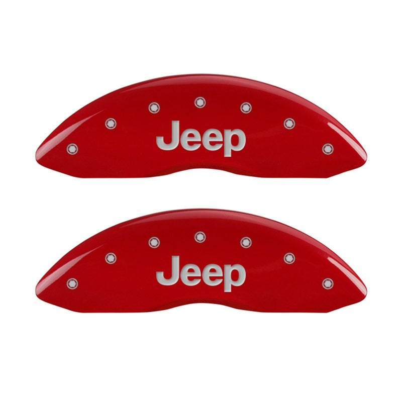 MGP Front set 2 Caliper Covers Engraved Front JEEP Red finish silver ch MGP