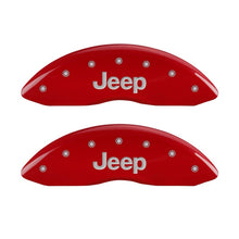 Load image into Gallery viewer, MGP Front set 2 Caliper Covers Engraved Front JEEP Red finish silver ch