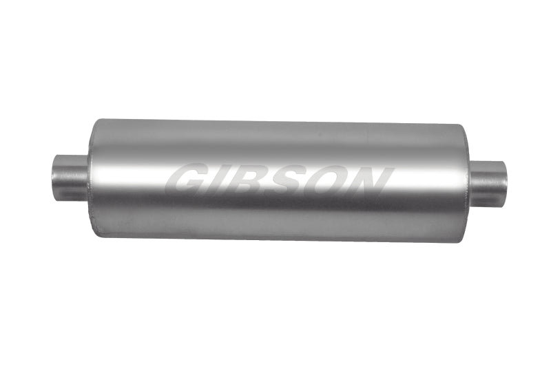 Gibson MWA Superflow Center/Center Round Muffler - 5x10in/2.5in Inlet/2.5in Outlet - Stainless - eliteracefab.com