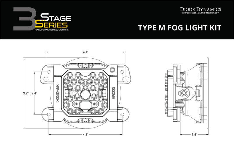 Diode Dynamics SS3 Sport Type M Kit ABL - Yellow SAE Fog Diode Dynamics