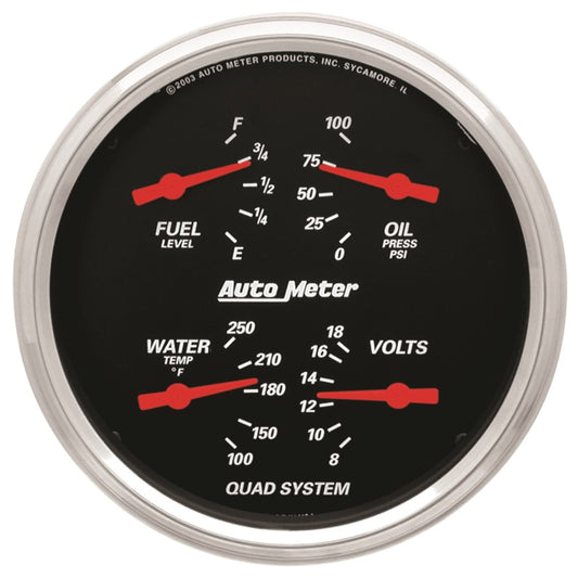 AutoMeter Gauge Quad 5in. 0 Ohm(e) to 90 Ohm(f)Elec Designer Black 1419