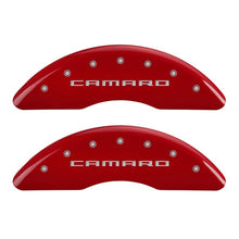 Load image into Gallery viewer, MGP 4 Caliper Covers Engraved Front &amp; Rear Gen 5/Camaro Red finish silver ch MGP