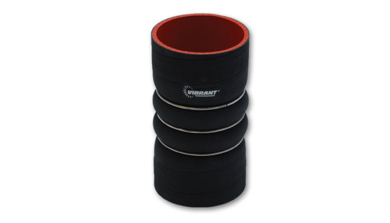 Vibrant 4 Ply Aramid Reinf Silicone Hump Hose conn 3.5in IDx6in long 3 reinforcement rin MATTE BLK - eliteracefab.com