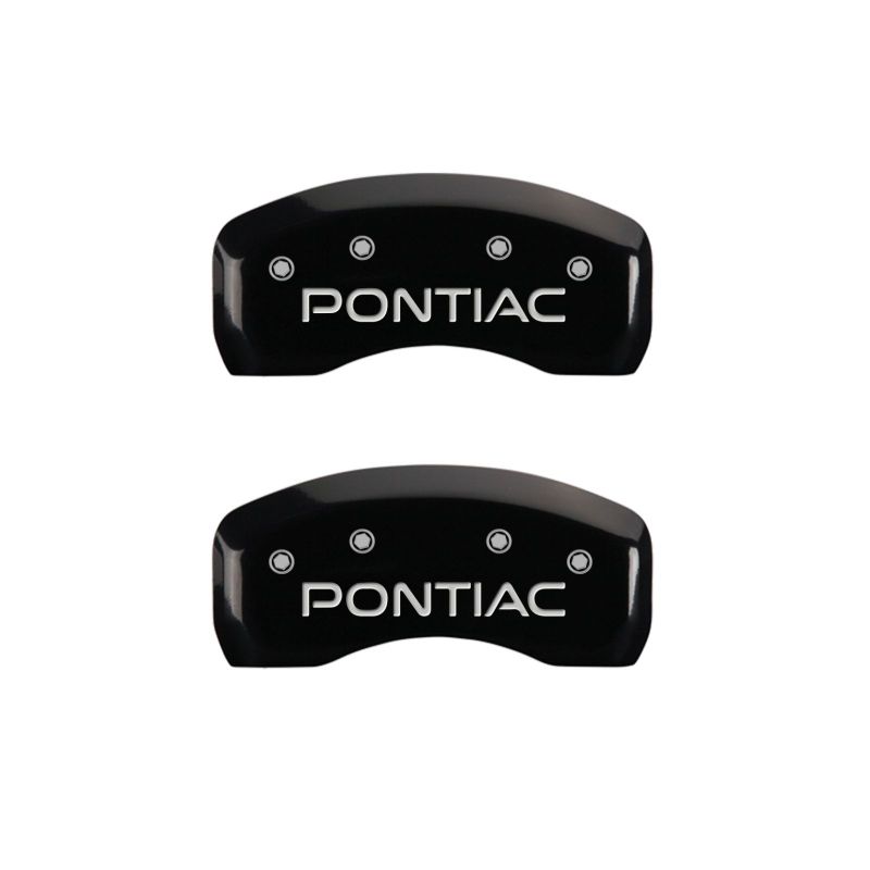 MGP 4 Caliper Covers Engraved Front & Rear Pontiac Black finish silver ch MGP