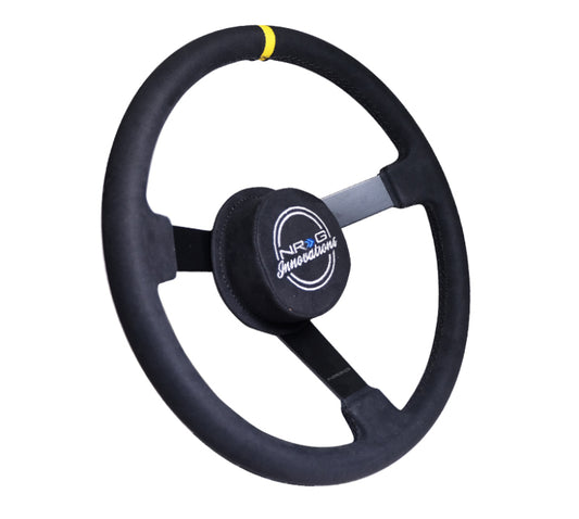 NRG Innovations 380mm NASCAR-Style Steering Wheel - Alcantara - Steel Spokes – RST-380MB-A