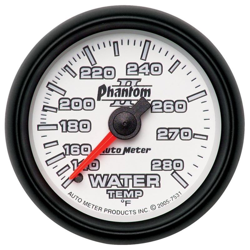Autometer Phantom II 52.4mm Mechanical 140-280 Deg F Water Temperature Gauge 7531