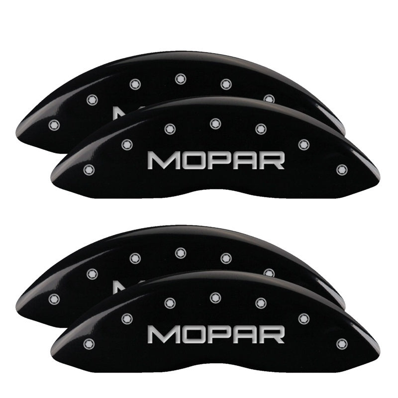 MGP 4 Caliper Covers Engraved Front & Rear MOPAR Black finish silver ch MGP