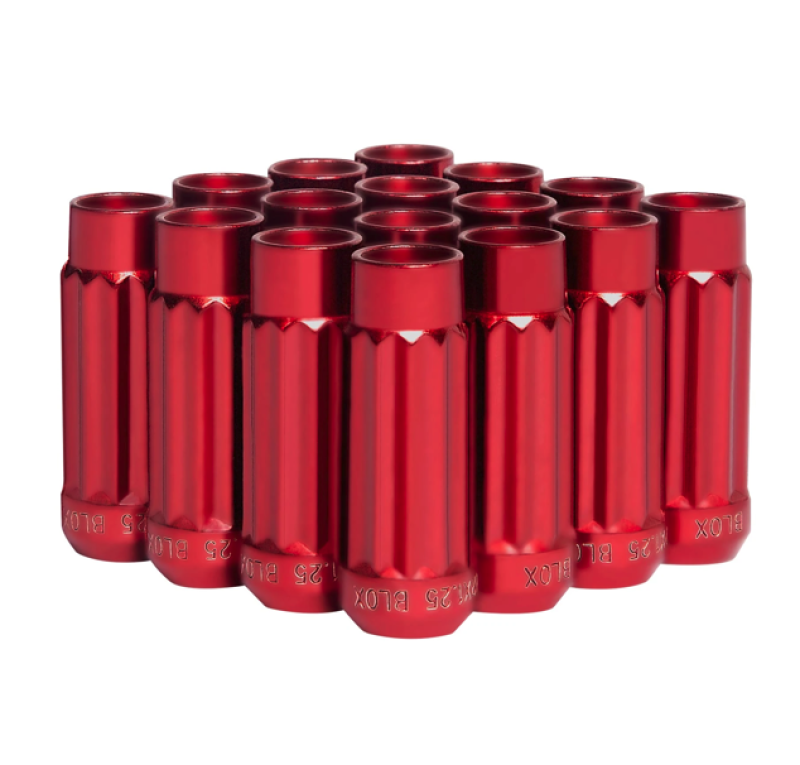 BLOX Racing 12-Sided P17 Tuner Lug Nuts 12x1.25 - Red Steel - Set of 16 BLOX Racing