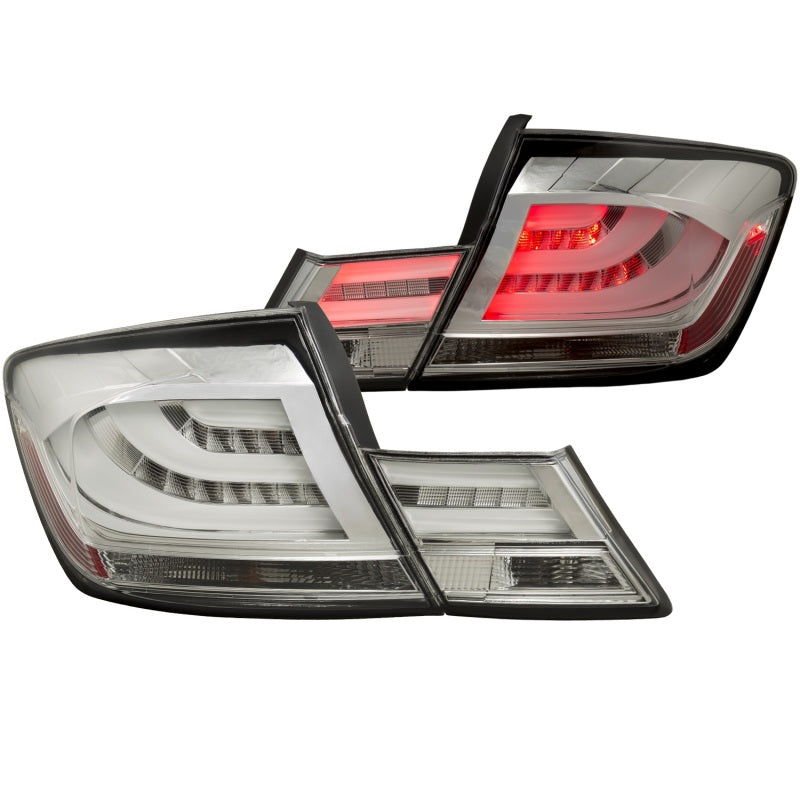 ANZO USA Honda Civic 4dr Led Taillights Chrome; 2013-2015 - eliteracefab.com