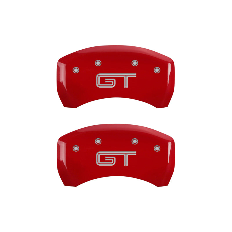 MGP 4 Caliper Covers Engraved Front Mustang Engraved Rear GT Red finish silver ch - eliteracefab.com