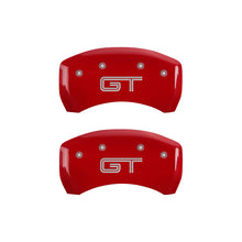 Load image into Gallery viewer, MGP 4 Caliper Covers Engraved Front Mustang Engraved Rear GT Red finish silver ch - eliteracefab.com