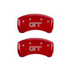 MGP 4 Caliper Covers Engraved Front Mustang Engraved Rear GT Red finish silver ch - eliteracefab.com