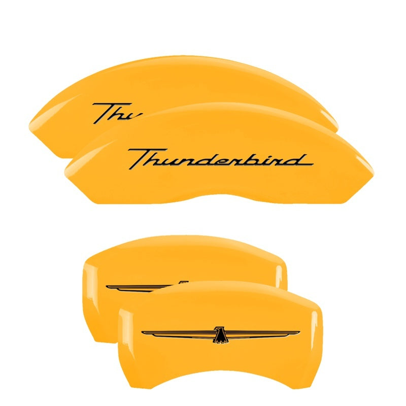 MGP 4 Caliper Covers Engraved Front & Rear Oval logo/Ford Yellow finish black ch MGP
