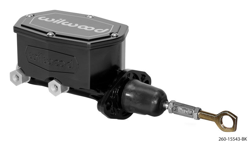 Wilwood Compact Tandem Master Cylinder - 1.12in Bore - w/Pushrod - Fits Mustang (Black) Wilwood