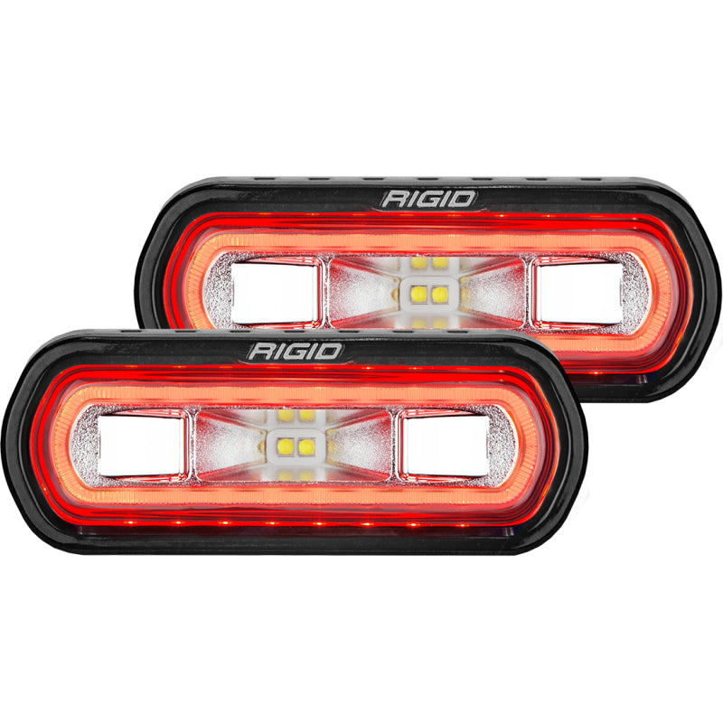 Rigid Industries SR-L Series Surface Mount LED Spreader Pair w/ Red Halo - Universal - eliteracefab.com