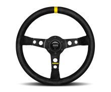 Load image into Gallery viewer, Momo MOD07 Steering Wheel 350 mm - Black Suede/Black Spokes/1 Stripe - eliteracefab.com