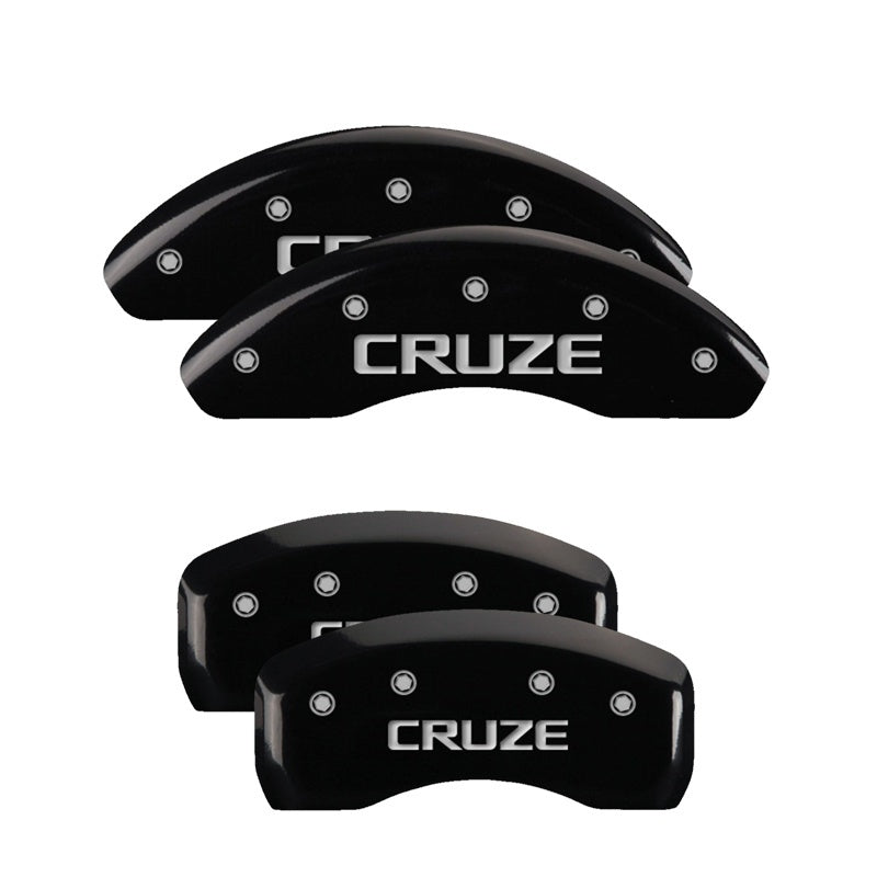 MGP 4 Caliper Covers Engraved Front & Rear Cruze Black Finish Silver Char 2017 Chevrolet Cruze MGP