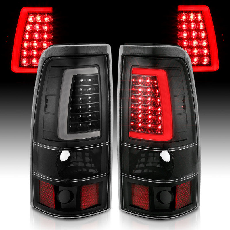 ANZO 2003-2006 Chevy Silverado 1500 LED Taillights Plank Style Black w/Clear Lens - eliteracefab.com