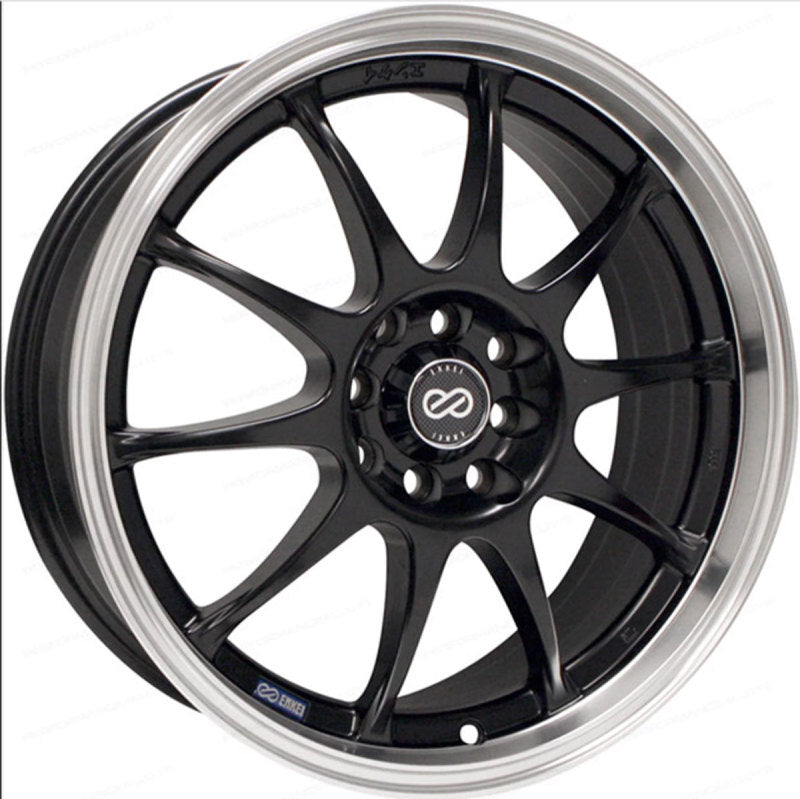 Enkei J10 17x7 4x100/114.3 42mm Offset 72.62mm Bore Dia Matte Black w/ Machined Lip Wheel - eliteracefab.com