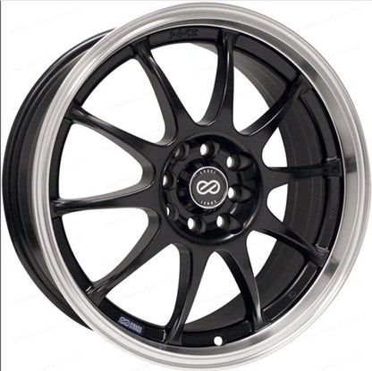 Enkei J10 17x7 4x100/108 42mm Offset 72.62mm Bore Dia Matte Black w/ Machined Lip Wheel - eliteracefab.com