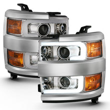 Load image into Gallery viewer, ANZO USA Chevrolet Silverado Hd Projector Headlights W/ Plank Style Design Chrome W/ Amber; 2015-2017 - eliteracefab.com