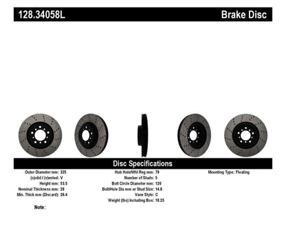 StopTech 01-06 BMW M3 Drilled Left Front Rotor - eliteracefab.com