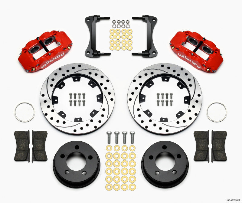 Wilwood Narrow Superlite 4R Front Kit 12.19in Drilled Red 87-89 Jeep YJ Wilwood