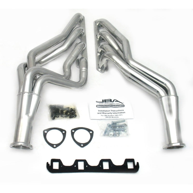 JBA 65-73 Ford Mustang 260-302 SBF 5 Speed T5/T56 1-3/4in Primary Silver Ctd Long Tube Header JBA