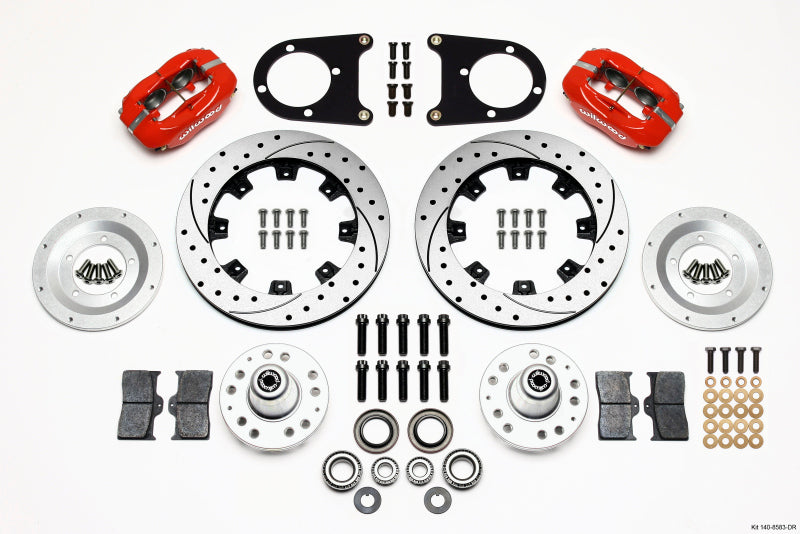 Wilwood Forged Dynalite Front Kit 12.19in Drilled Red 37-48 Ford Psgr. Car Spindle Wilwood