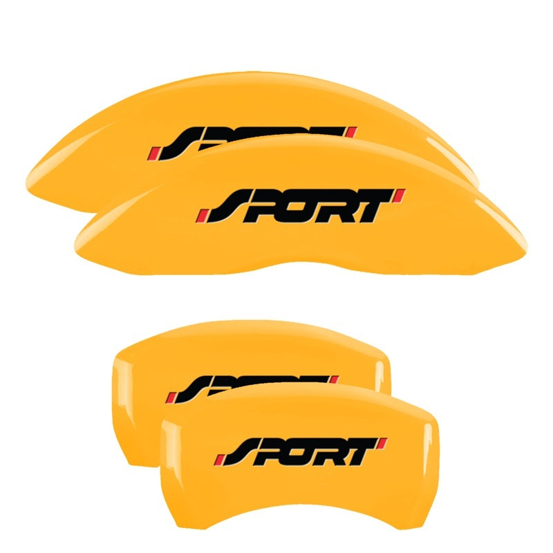 MGP 4 Caliper Covers Engraved Front & Rear No bolts/Sport Yellow finish black ch MGP