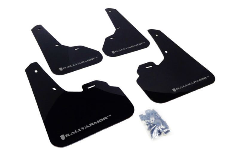 Rally Armor UR Mudflaps Urethane - Mazdaspeed3 2010 - 2013 - Black/Silver - eliteracefab.com