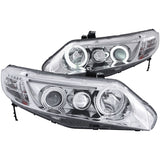 ANZO USA Honda Civic 2dr Projector Headlights W/ Halo Chrome Ccfl; 2006-2011