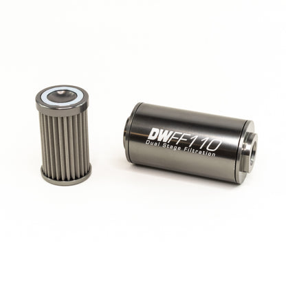 DeatschWerks Stainless Steel 10AN 100 Micron Universal Inline Fuel Filter Housing Kit (110mm) - eliteracefab.com
