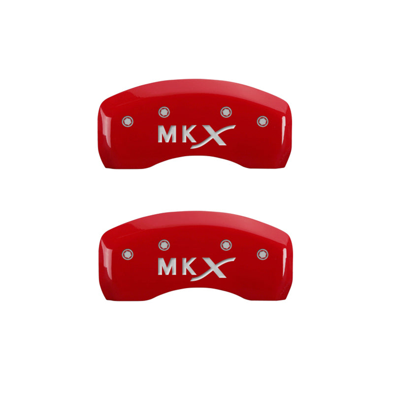 MGP 4 Caliper Covers Engraved Front Lincoln Engraved Rear MKX Red finish silver ch MGP