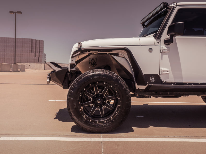 Road Armor 07-18 Jeep Wrangler JK Stealth Front Fender Flare Body Armor w/LED DRL - Tex Blk - eliteracefab.com