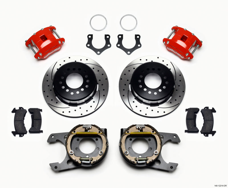 Wilwood D154 P/S P-B Kit Drilled-Red Mopar/Dana 2.36in Off w/Snap Ring Brng Wilwood