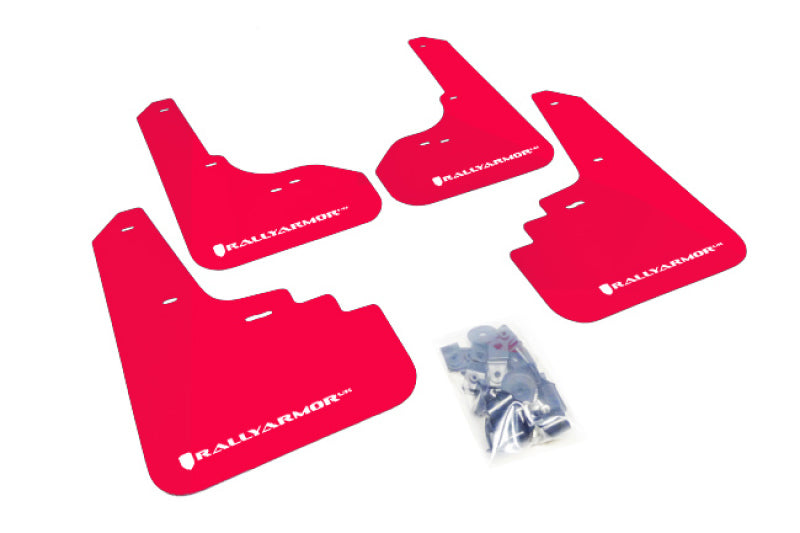 Rally Armor UR Mudflaps Red Urethane White Logo 2005-2009 Legacy / 2005-2009 Outback / 2005-2009 LGT - eliteracefab.com