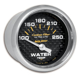 AutoMeter GAUGE; WATER TEMP; 2 1/16in.; 100-250deg.F; ELECTRIC; CARBON FIBER