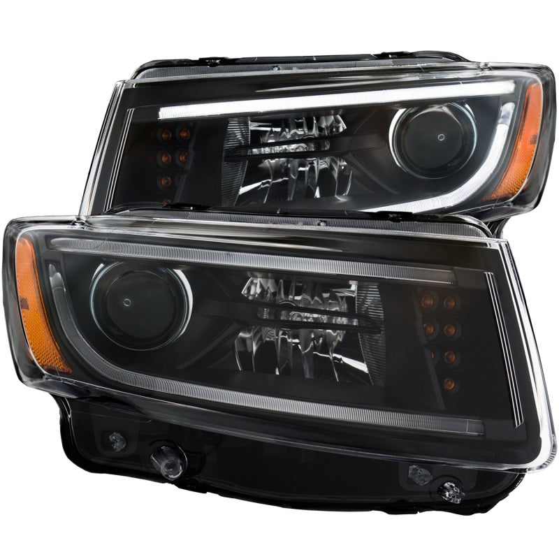 ANZO USA Jeep Grand Cherokee Projector Headlights W/ Plank Style Design Black; 2014-2015 - eliteracefab.com