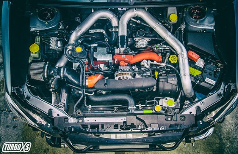 TURBOXS FRONT MOUNT INTERCOOLER KIT; WRINKLE BLACK POWDER COATED PIPES SUBARU STI; 2015-2019 - eliteracefab.com