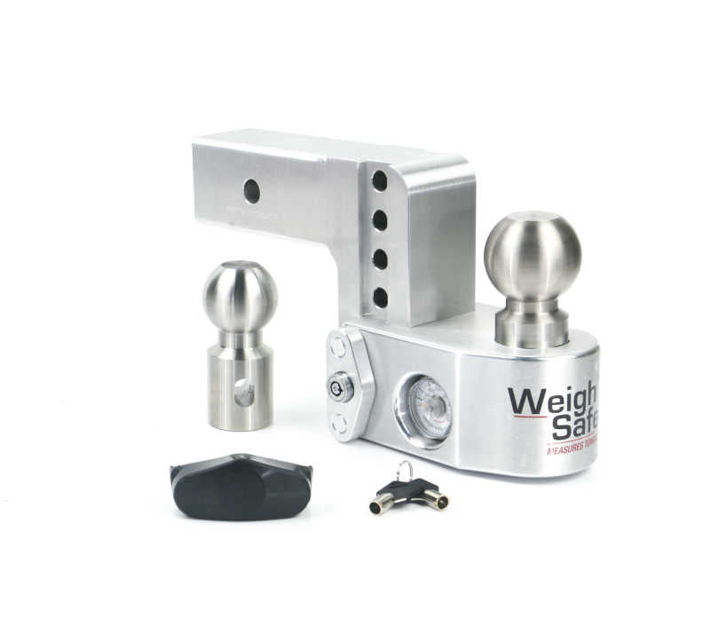 Weigh Safe 4in Drop Hitch w/Built-in Scale & 2.5in Shank (10K/18.5K GTWR) - Aluminum Weigh Safe