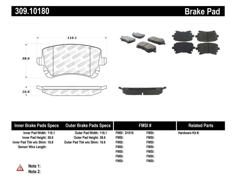 STOPTECH PERFORMANCE 07-09 AUDI RS4 REAR PADS, 309.10180 - eliteracefab.com