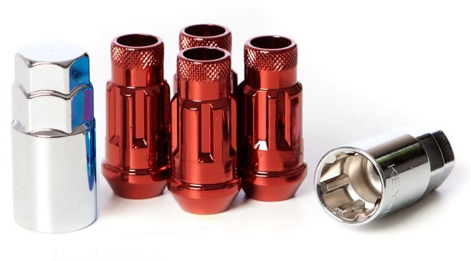 WHEEL MATE MUTEKI SR48 OPEN END LOCKING LUG NUT SET OF 4 – RED 12×1.25 48MM - eliteracefab.com