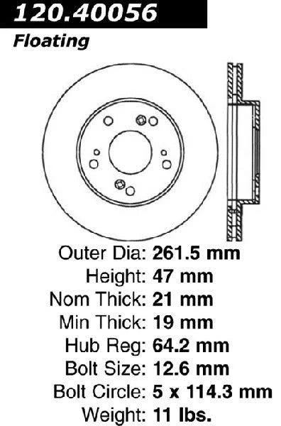 CENTRIC 08-09 HONDA CIVIC FRONT PERFORMANCE ROTOR (ONE ROTOR), 120.40056 - eliteracefab.com