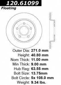 CENTRIC PERFORMANCE BRAKE ROTOR, 120.61099 - eliteracefab.com